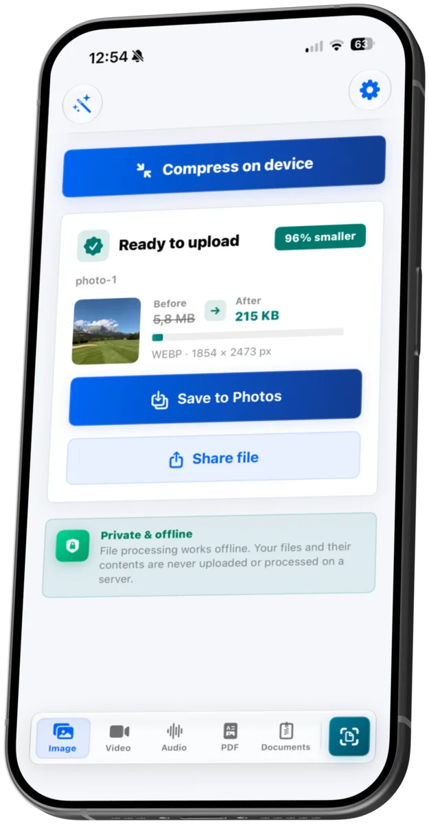 Compress an image to your target size: Export the checked copy